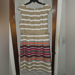 Striped Multicolor Belted Dress